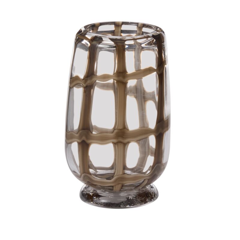 Large Checkered Hand-Painted Vase