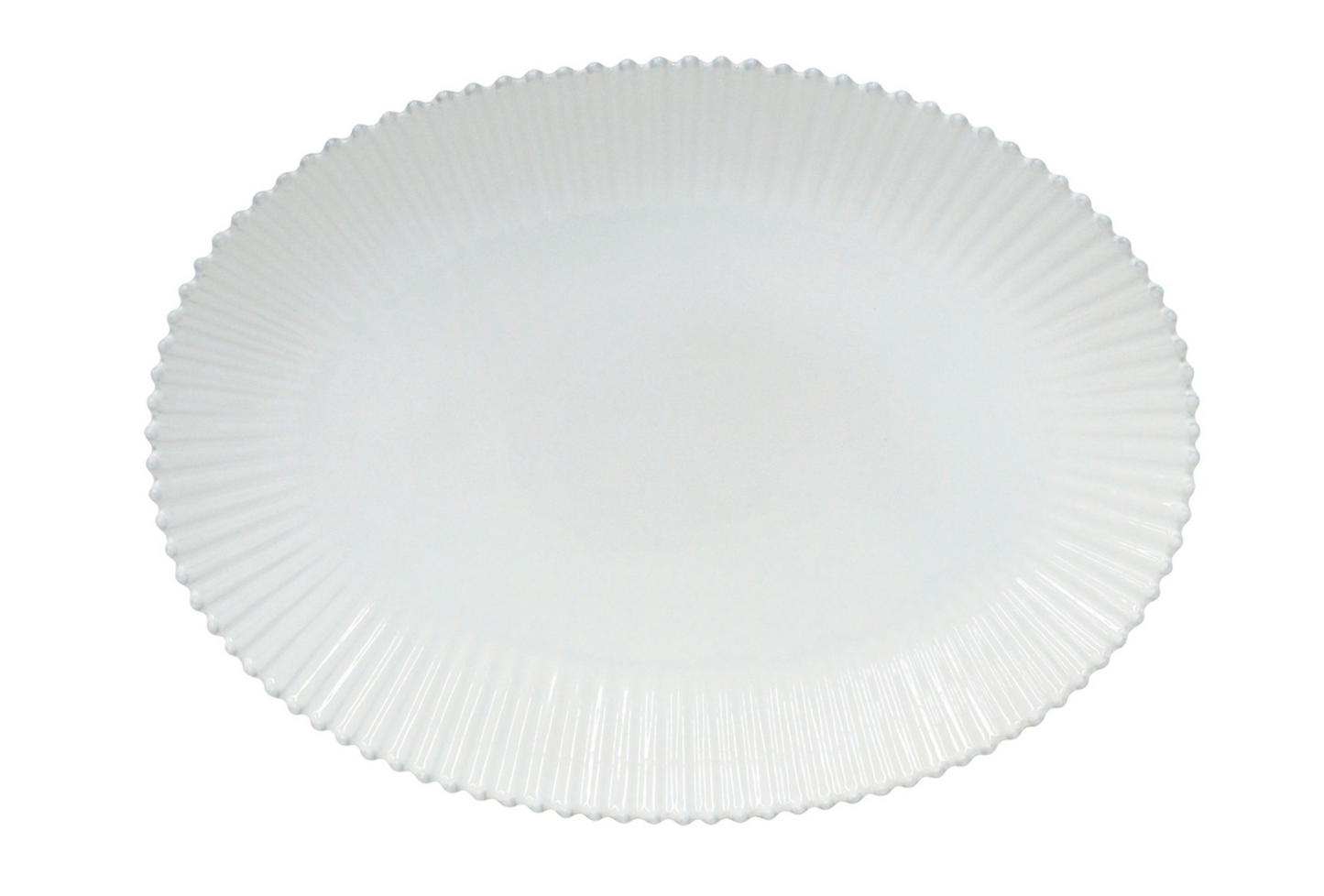 Large Oval Platter with Dotted Trim – White