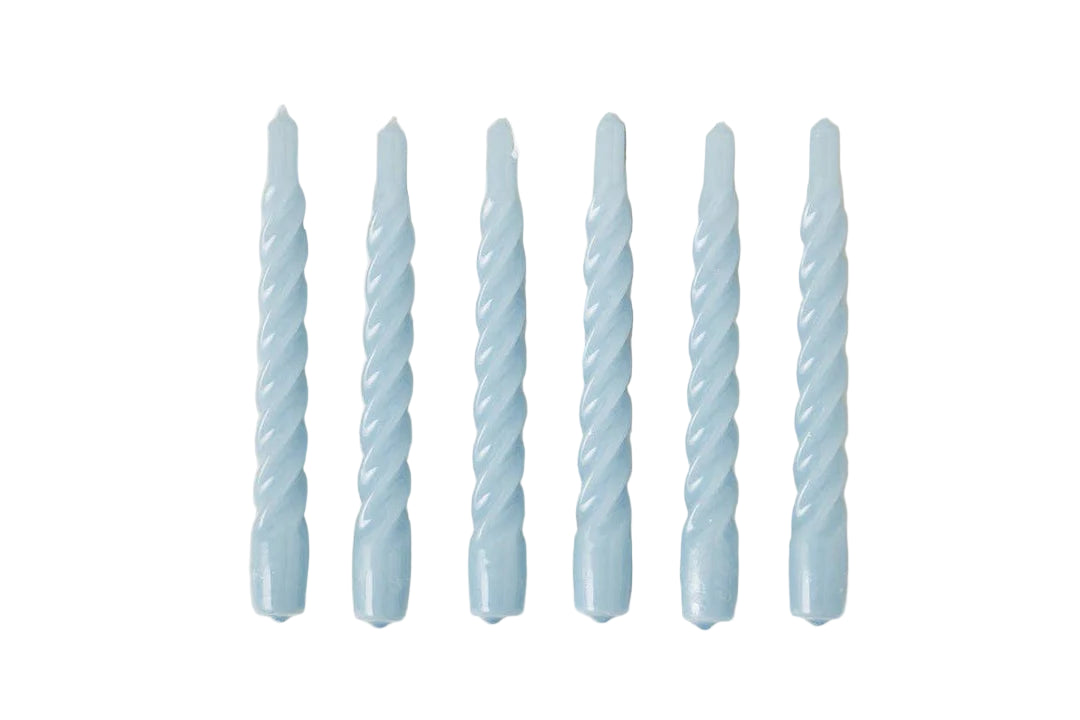 Set of 6 Twisted Tapers- Light Blue