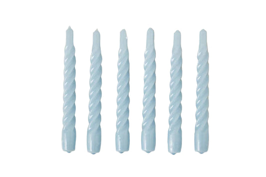 Set of 6 Twisted Tapers- Light Blue