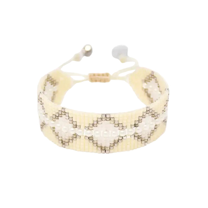 Metzi White Beaded Bracelet