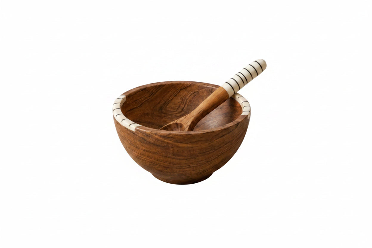 Mini Olive Wood Bowl and Spoon Set