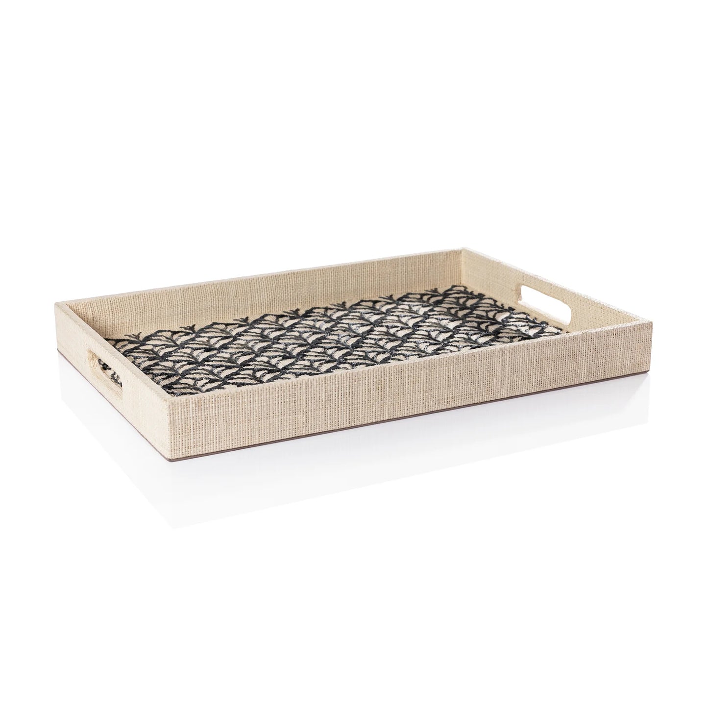 Natural and Black Raffia Tray