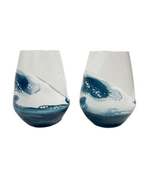 Resin Glasses Set – Navy and White