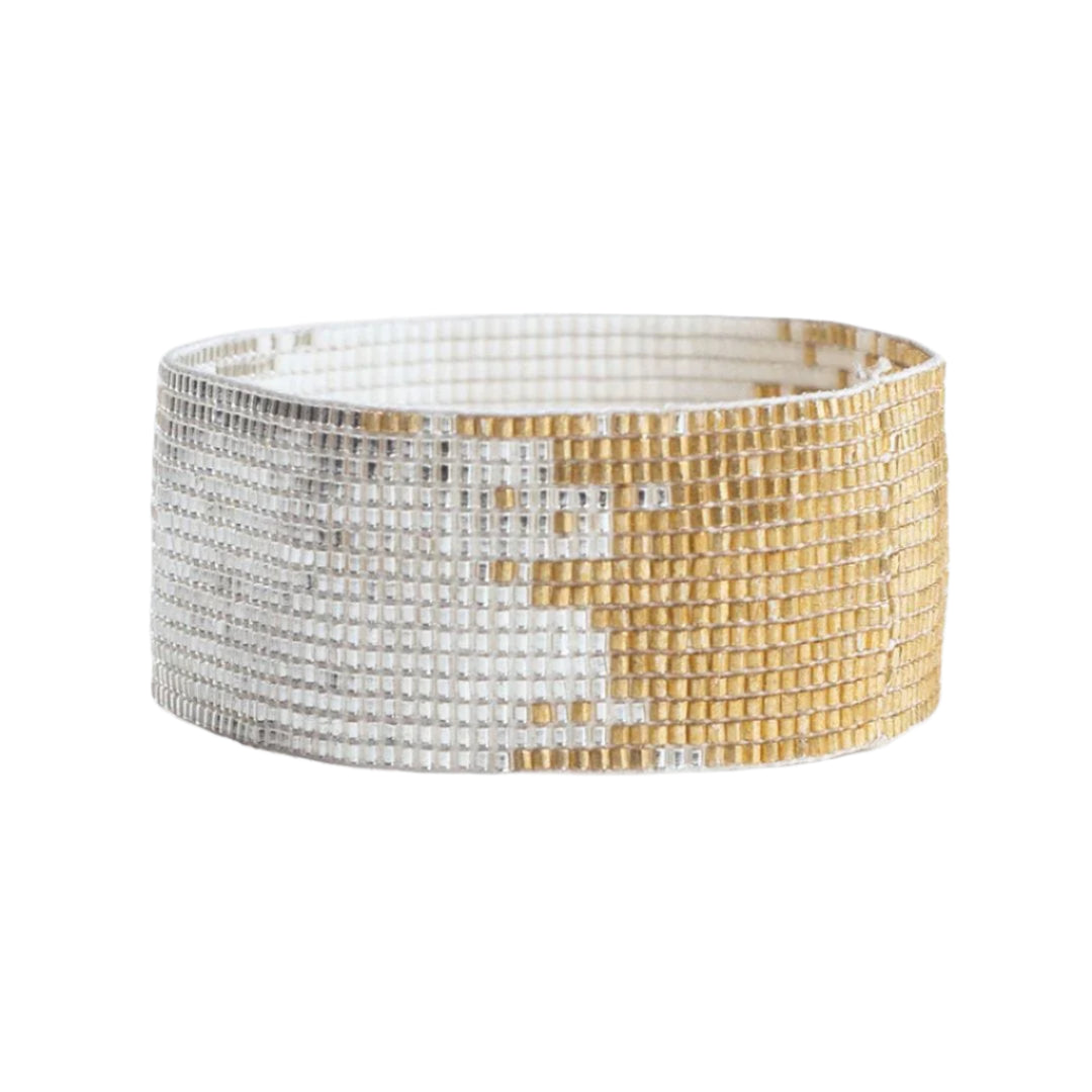 Ombre Beaded Bracelet-White/Gold