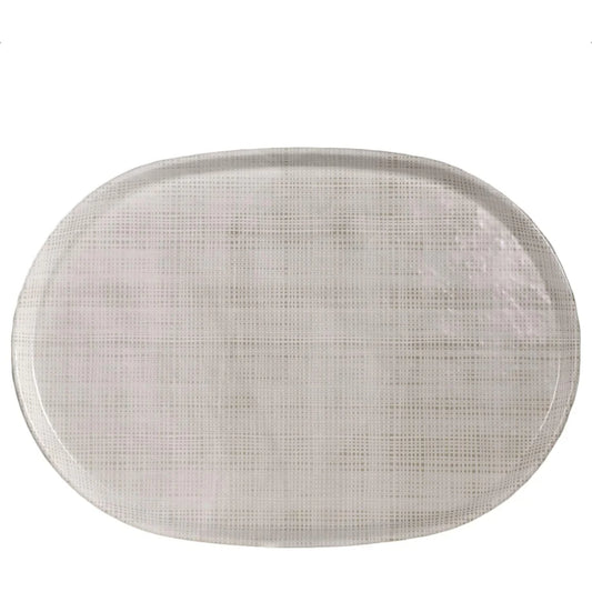 Plaid Oval Serving Tray – Beige