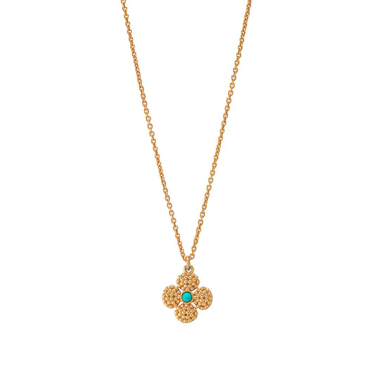 Double Sided Clover Necklace- Turquoise