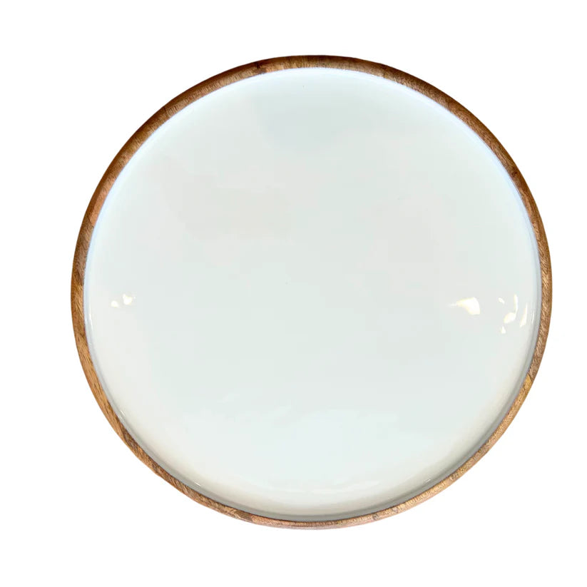 Round Enamel Mango Platter-White