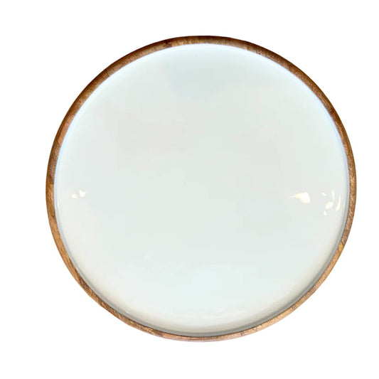Round Enamel Mango Platter-White