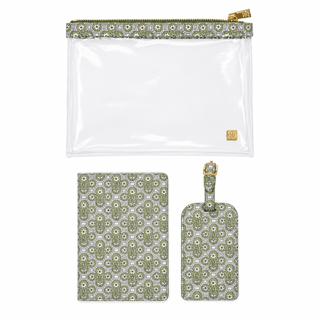 3 Piece Travel Set- Green Floral