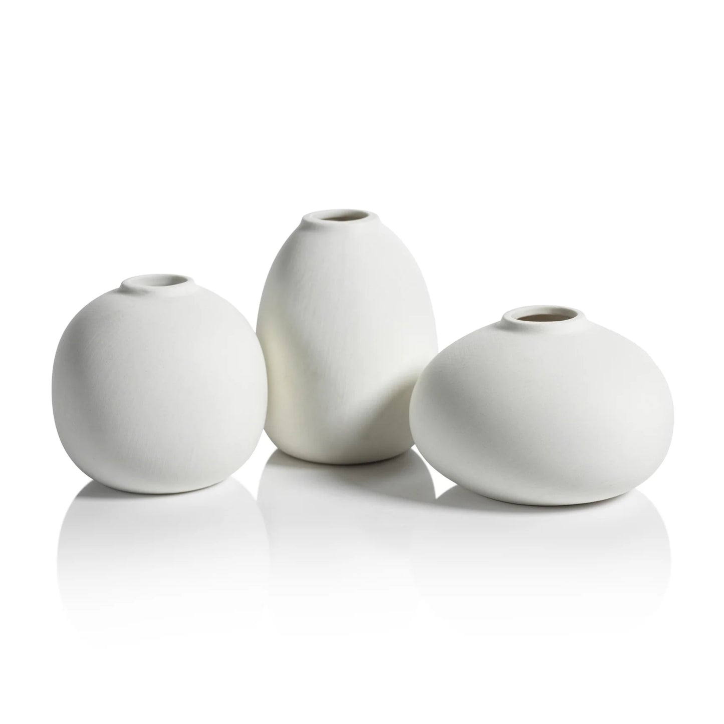 Set of 3 White Bud Vases