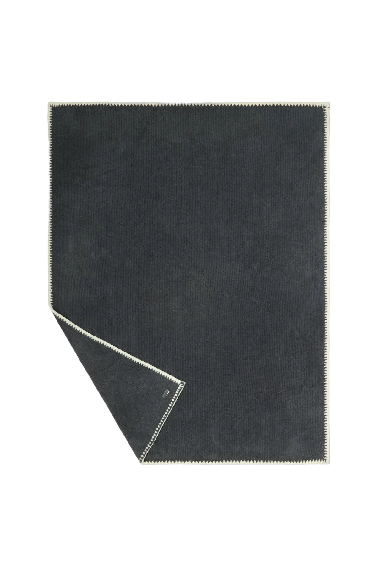 Blanket Stitch Throw - Slate Blue/Cream