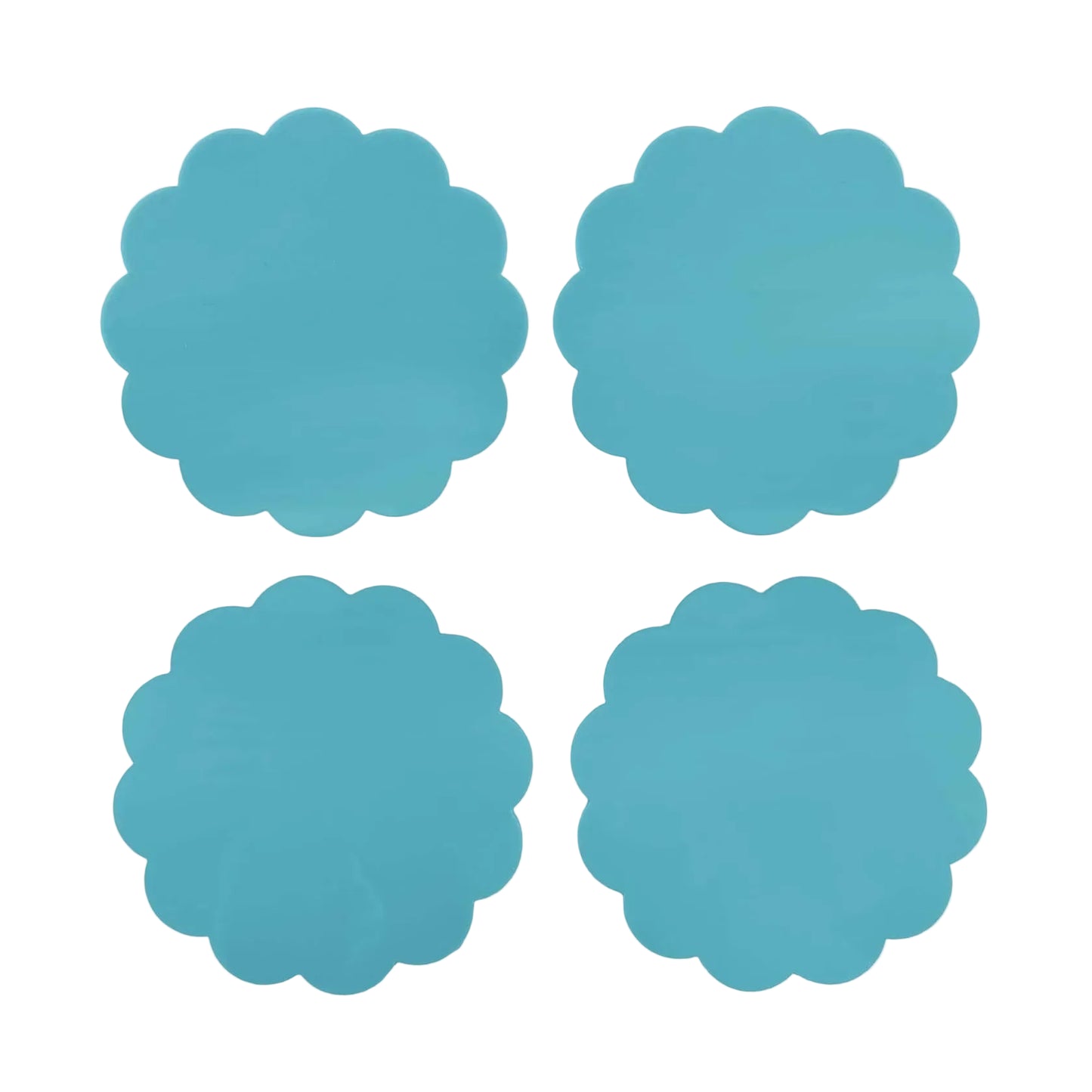 Teal Scallop Acrylic Coaster Set
