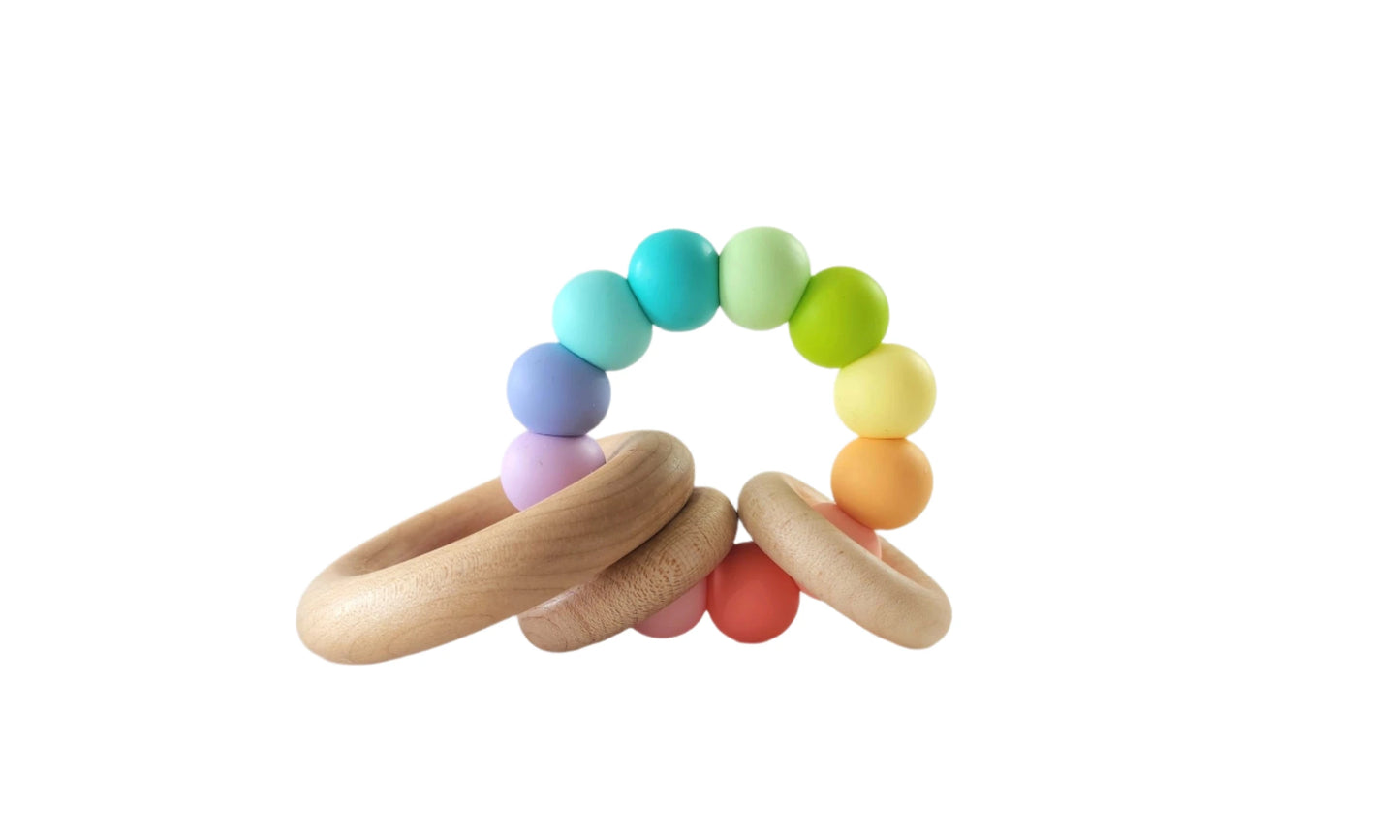 Teether with Wooden Rings – Confetti
