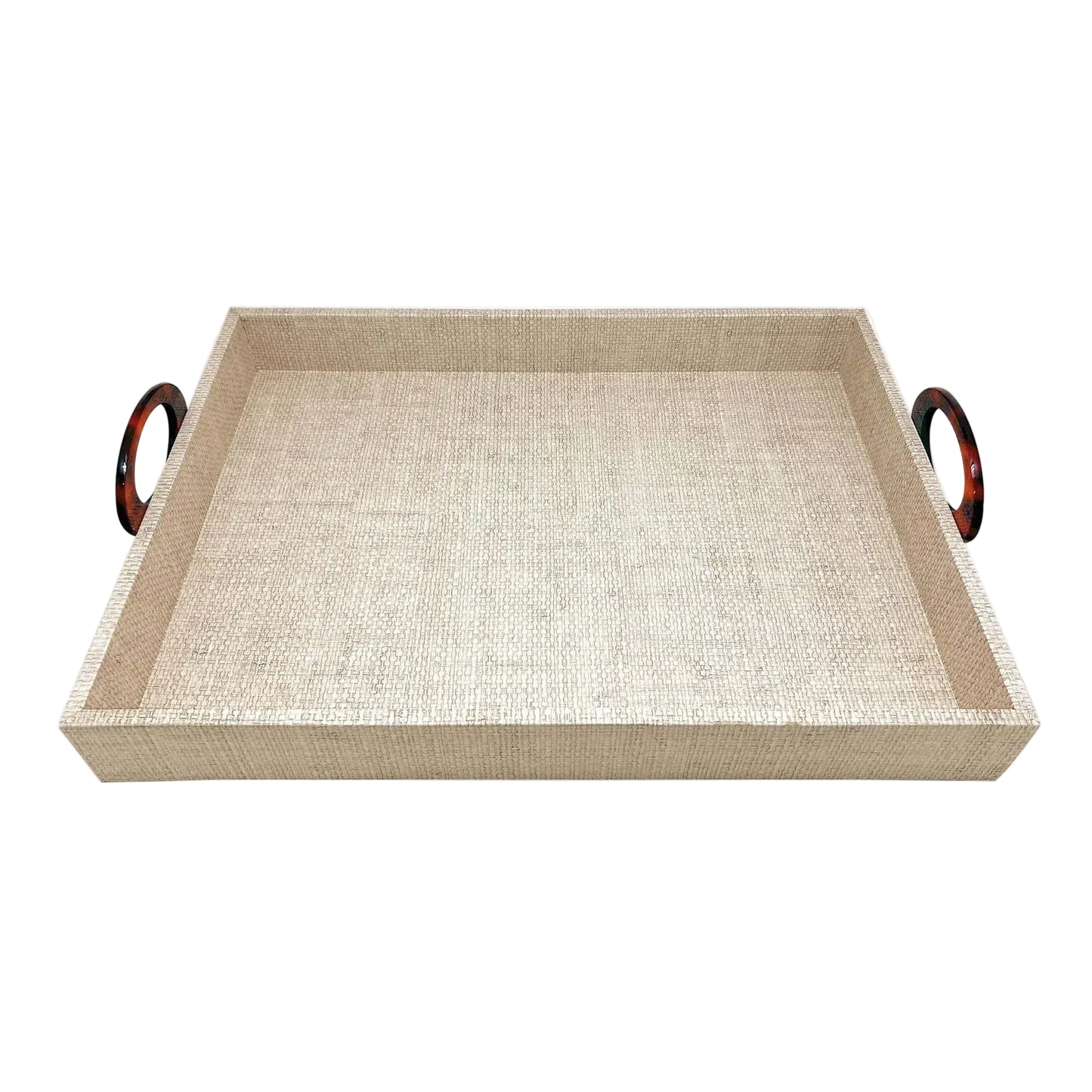 Grasscloth Tray with Tortoise Handles