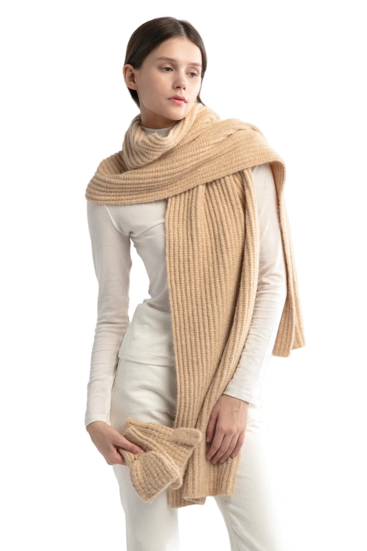 Ribbed Wool Scarf- Camel