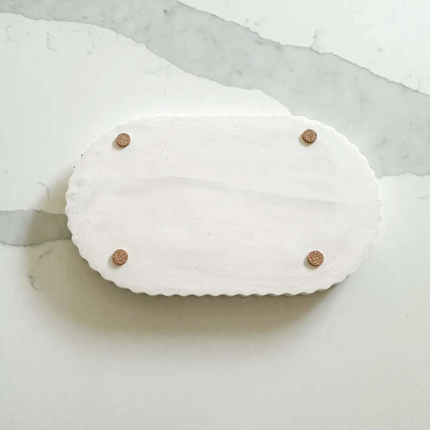 Fluted Oval Tray- Limestone