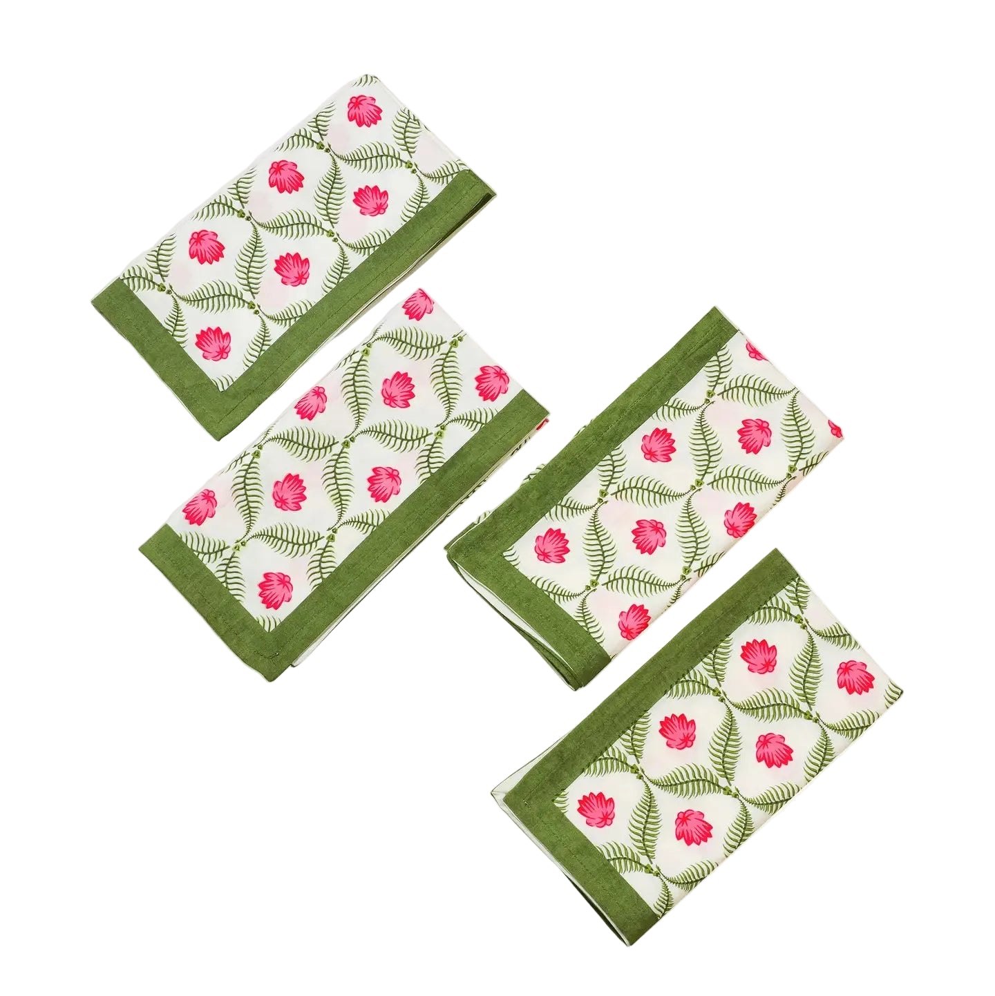 Lotus Block Printed Napkins- Set of 4