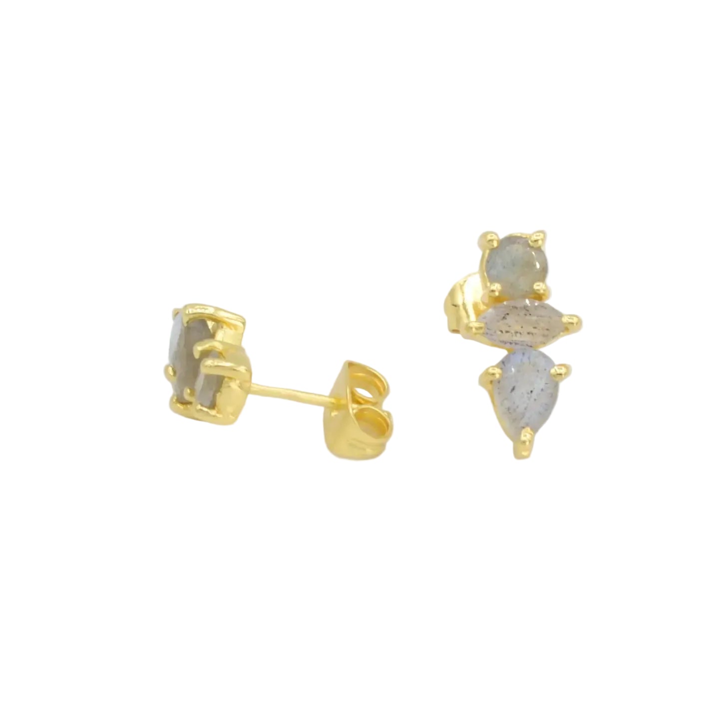 Triple Labradorite Stud Earrings