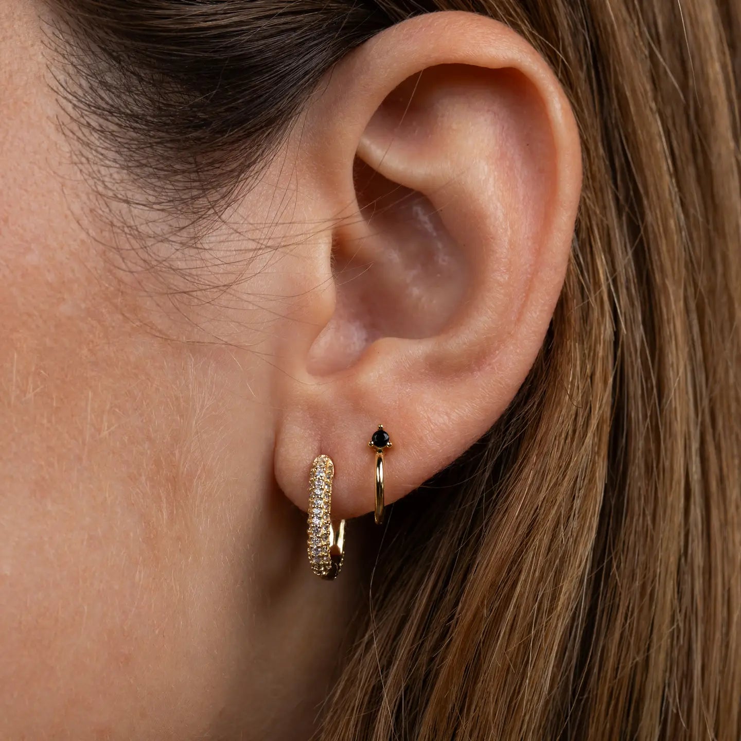 Pave Gold Hoop Earrings
