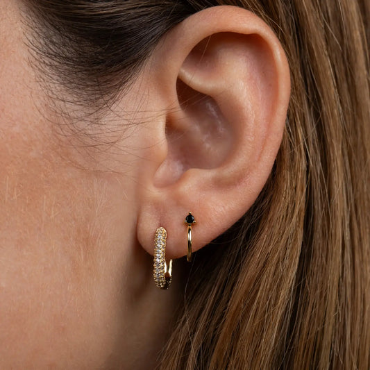 Pave Gold Hoop Earrings