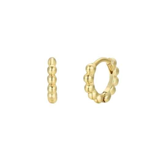 Tiny Ball Hoop Earrings - Gold