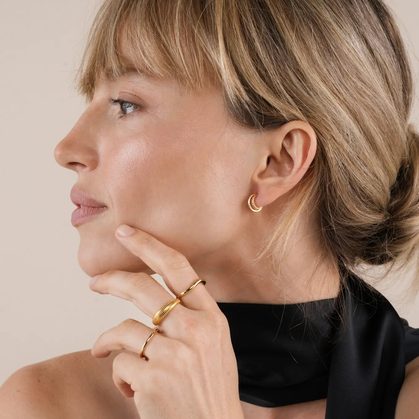 Gold Hoop Double Earrings