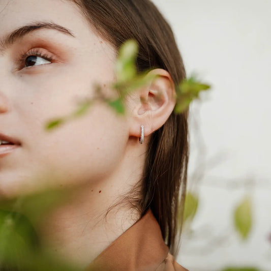 Silver Pave Hoops