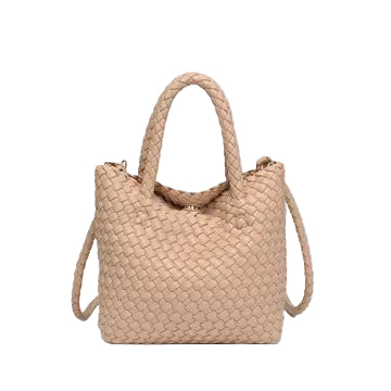 Beige Woven Crossbody Bag
