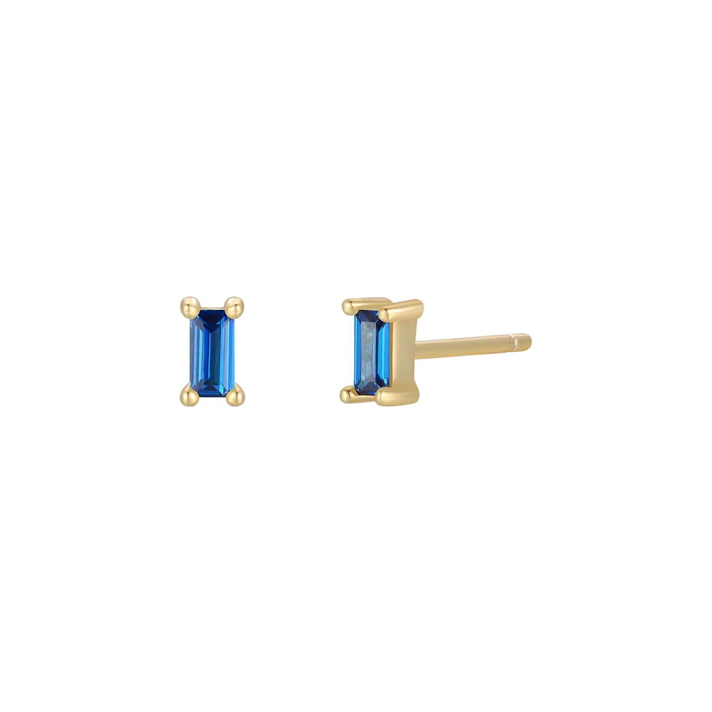 Baguette - Saphire Gold Earring