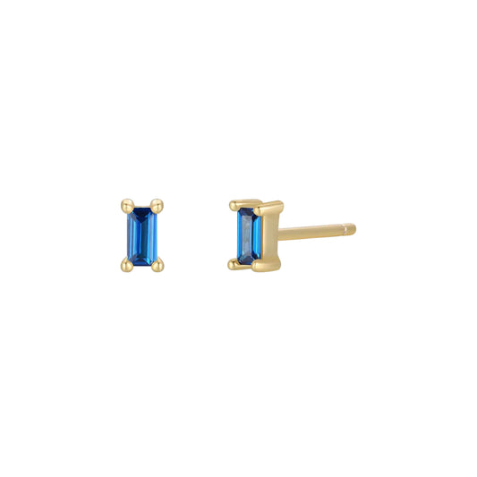 Baguette - Saphire Gold Earring