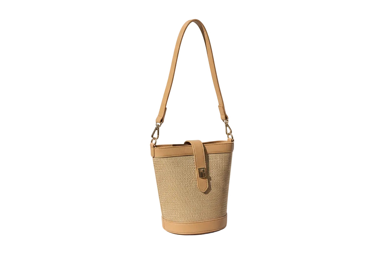 Raffia Bucket Bag- Beige