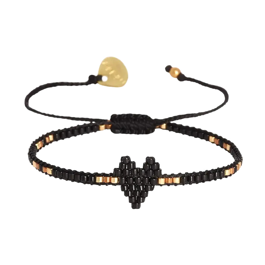 Beaded Heart Bracelet - Black