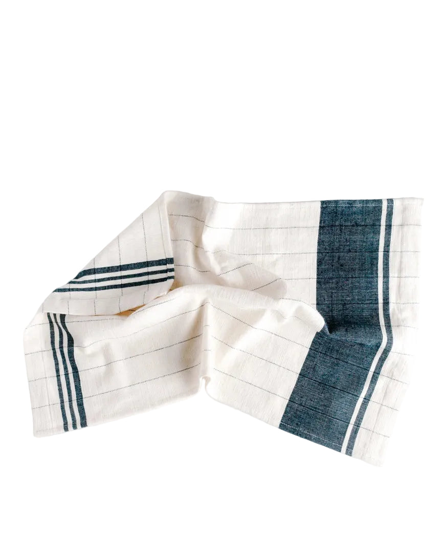 Pinstripe Hand Towel- Navy