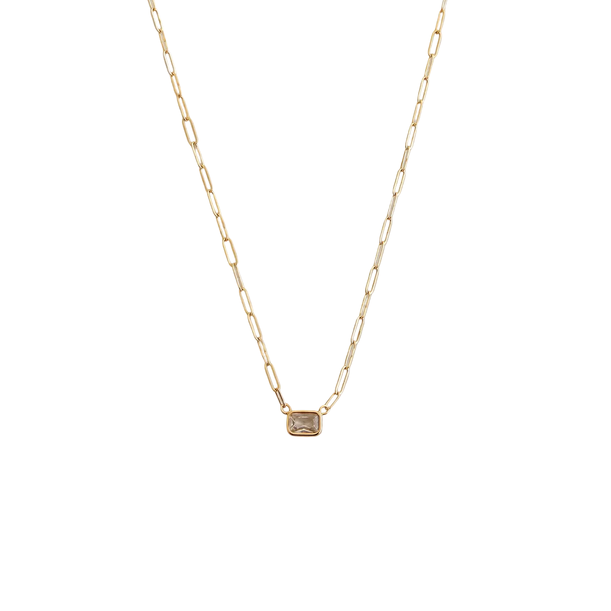 Paperclip Emerald Cut Necklace
