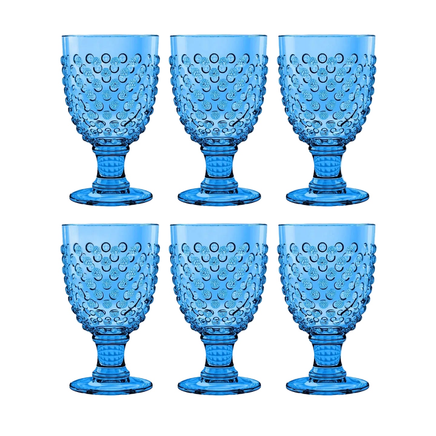 Blue Hobnail Acrylic Goblet- Set of 2