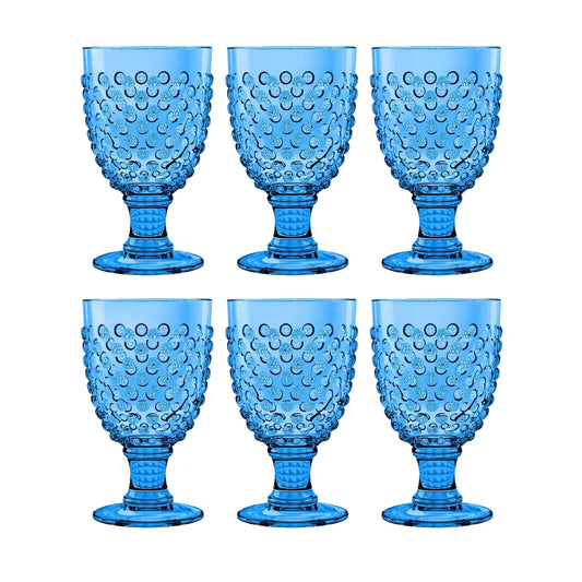 Blue Hobnail Acrylic Goblet- Set of 2