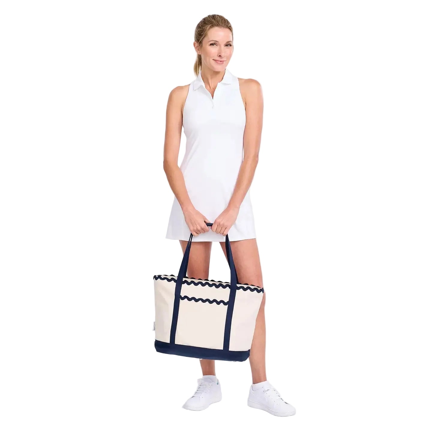 Navy Scalloped  Tote