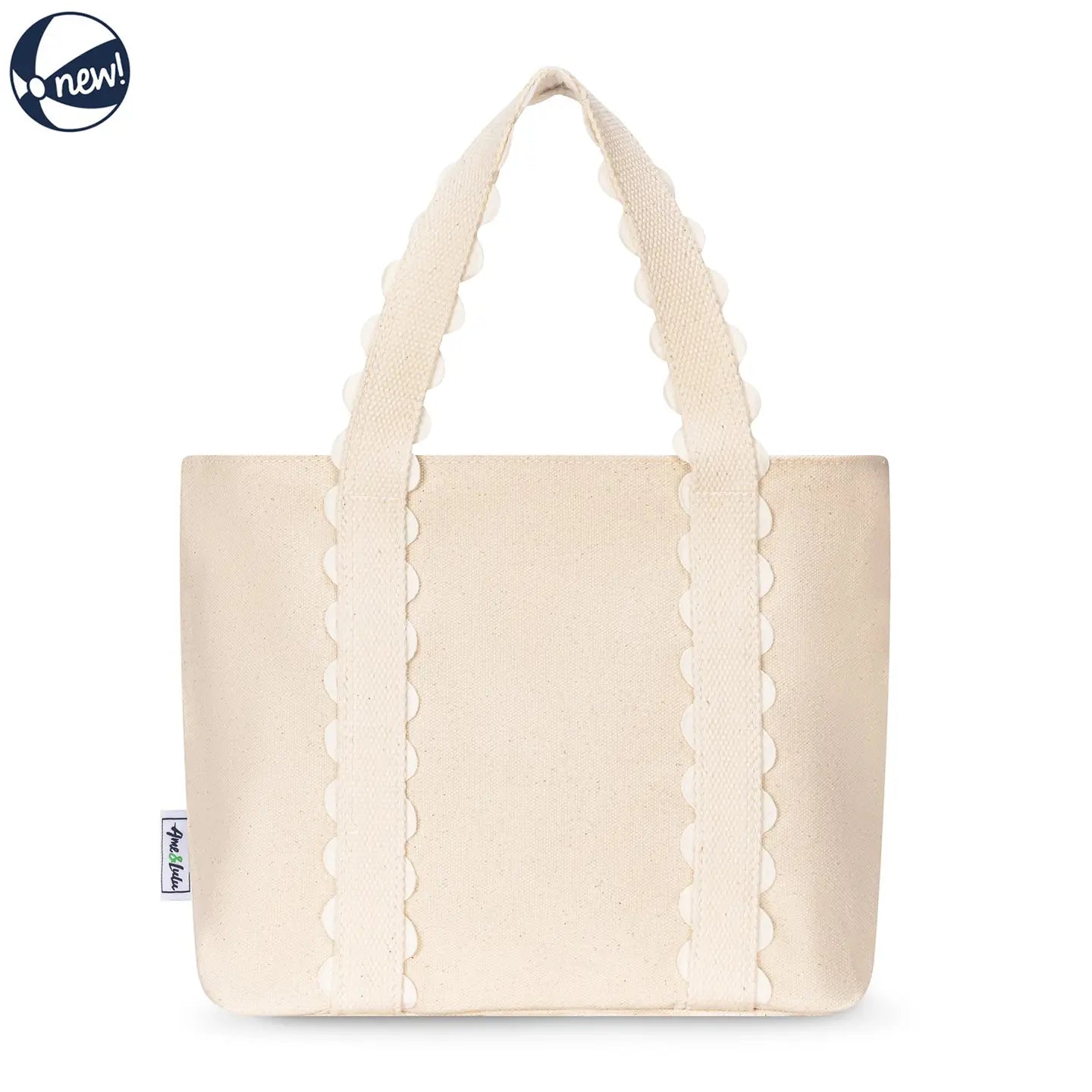 Mini White Scalloped Tote