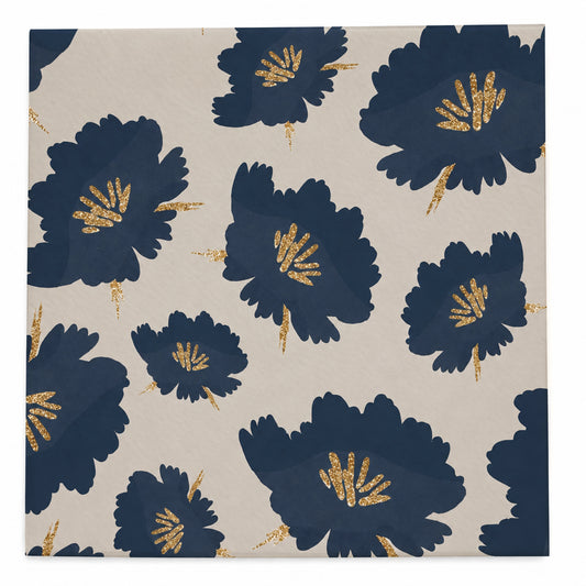 Navy Floral Cocktail Napkin