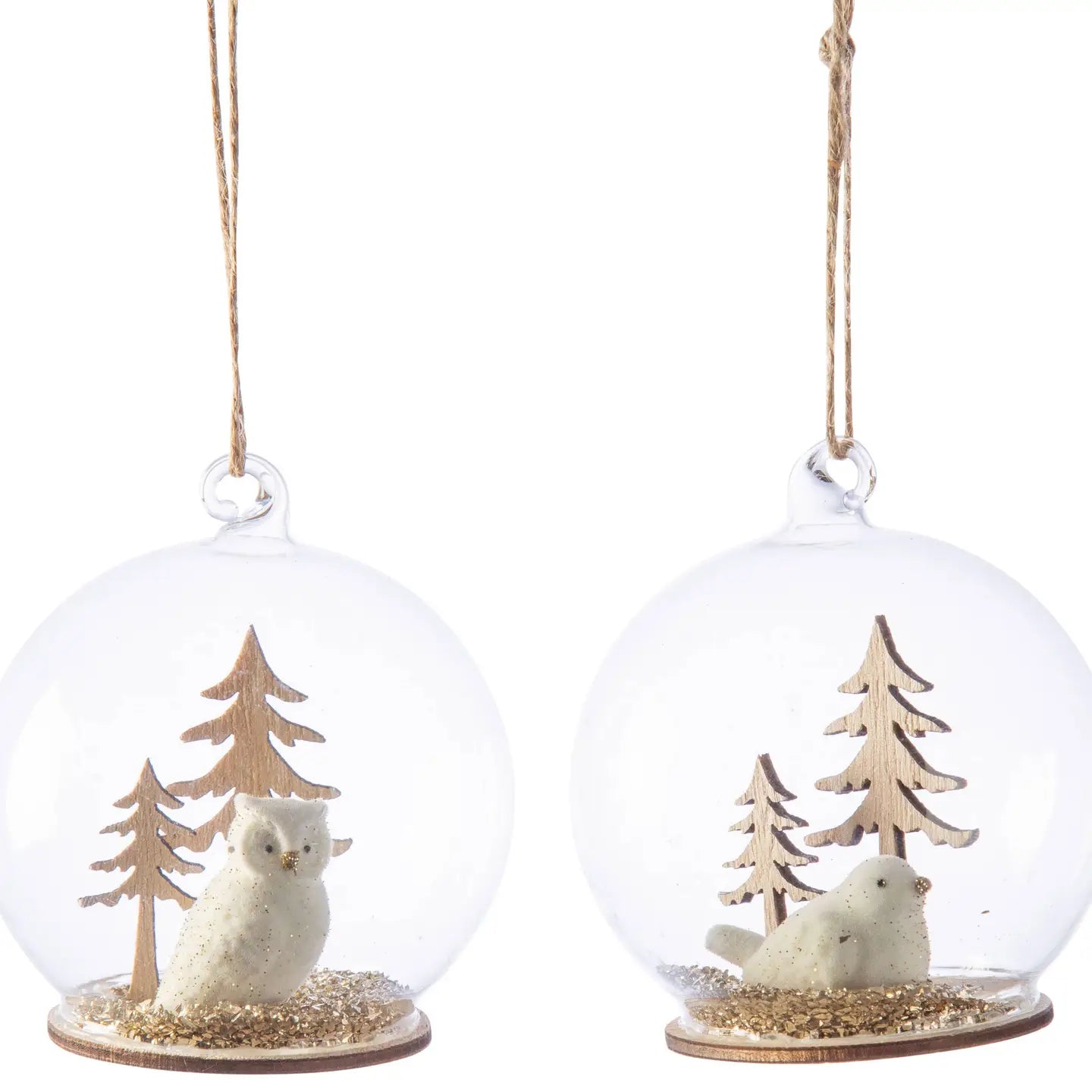 Assorted Flock Owl and Bird in Dome Ornament