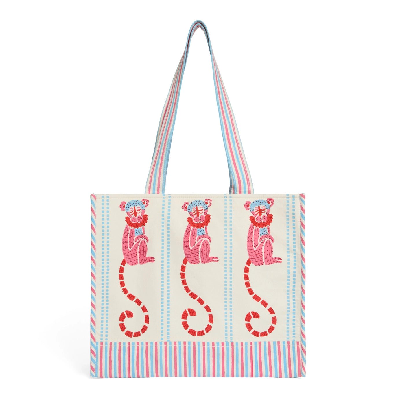 Monkey Totebag - Pink and Blue