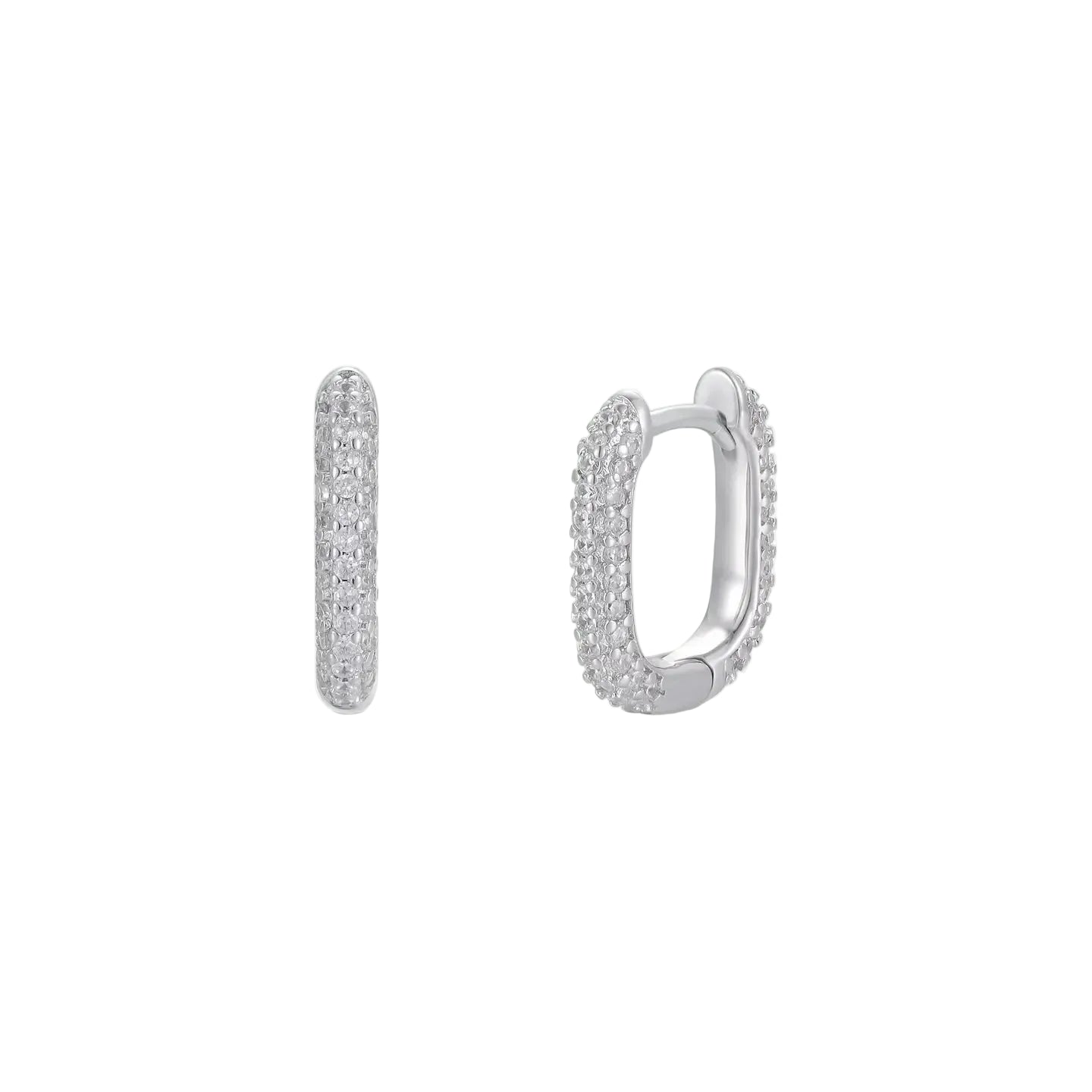 Silver Pave Hoops