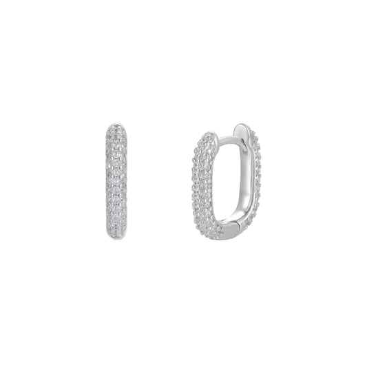 Silver Pave Hoops