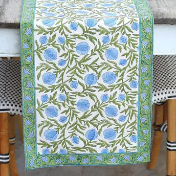 Blue Pomegranate Table Runner
