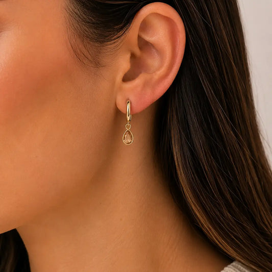 Champagne Teardrop Hoop Earrings