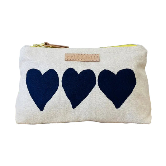Navy Heart Makeup Bag