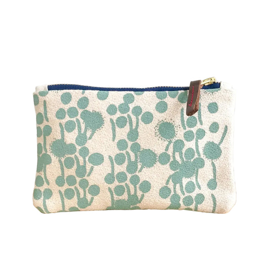 Robins Egg Berries Card Wallet Zipper Bag