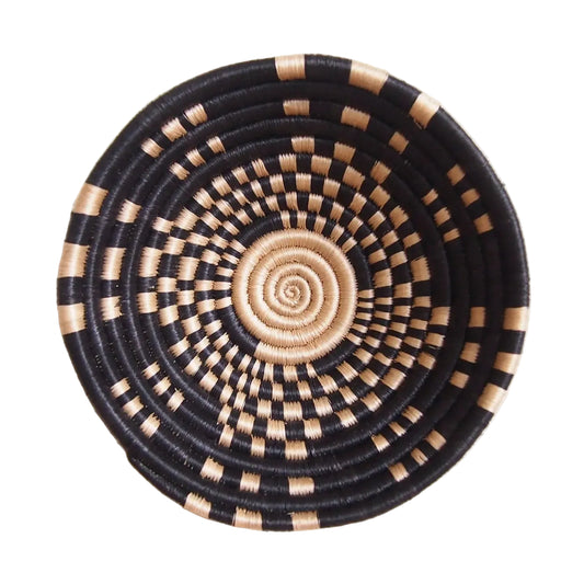 Black and Natural Woven Abstract Bowl - Small