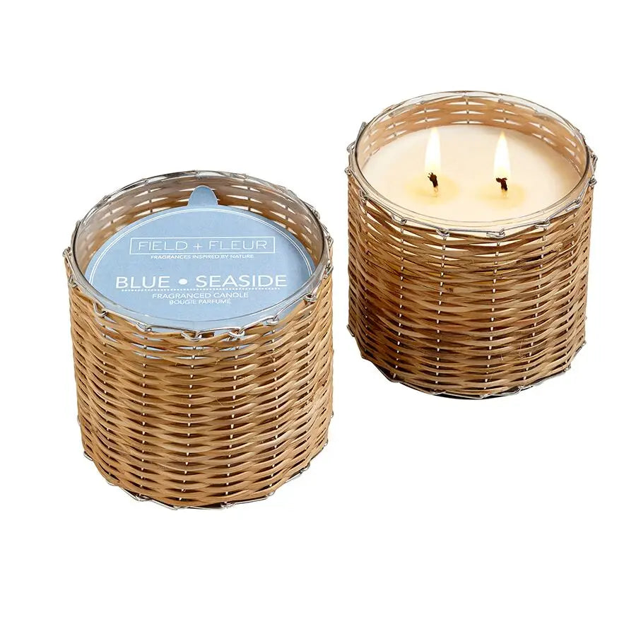 Blue Seaside Handwoven Candle